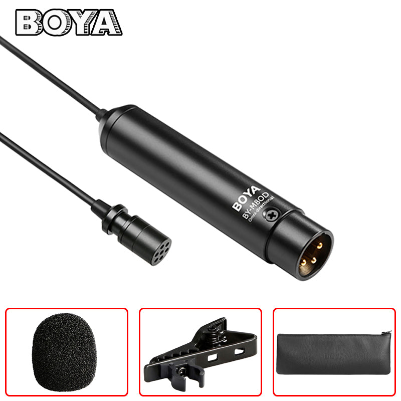 BOYA BY-M8OD Lavalier Microphone Professional Clip-on Mic w/ Lapel Clip Foam Windscreen For Camcorders Audio Recorders
