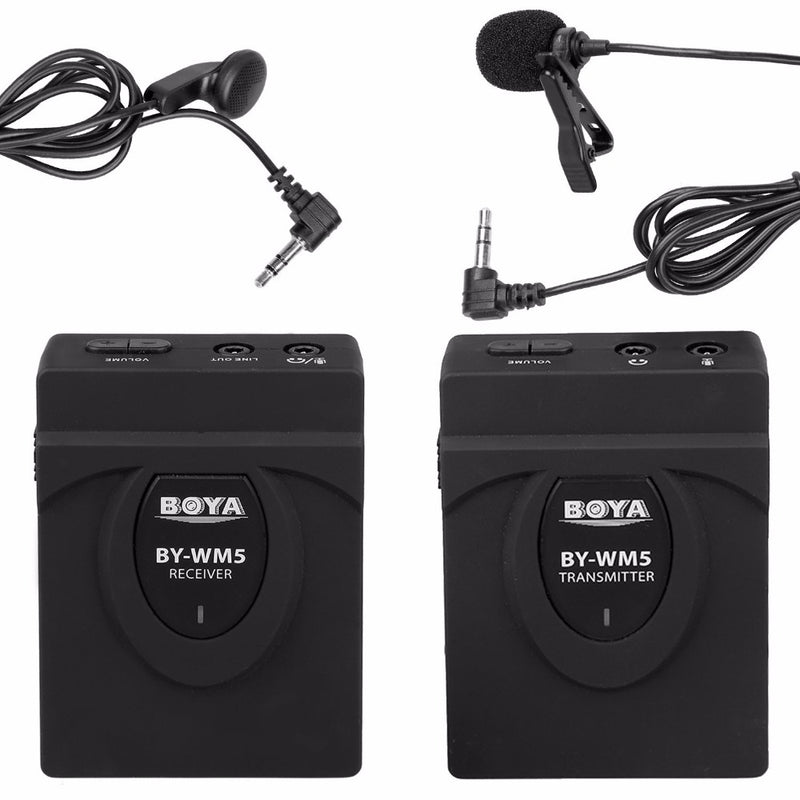 BOYA BY-WM5 Pro Wireless Lavalier Lapel Microphone System for DSLR Camera Camcorders Audio Recorder