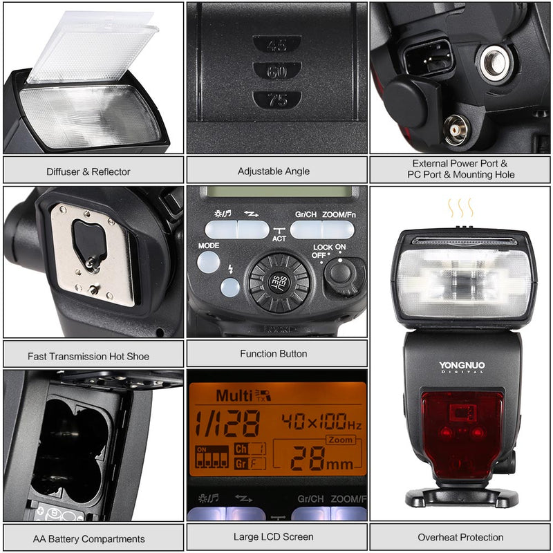 YONGNUO YN660 Flash Speedlite GN66 2.4G Wireless Radio Master Slave for Canon Nikon