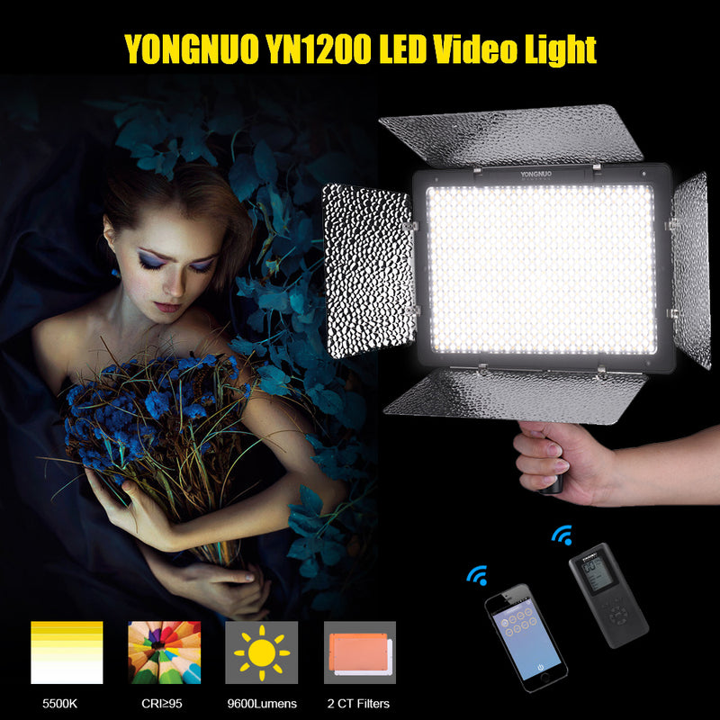 Yongnuo YN1200 LED Video Light with 3200K to 5500K Adjustable Color Temprature for Canon Nikon Pentax SLR Camera Camcorders