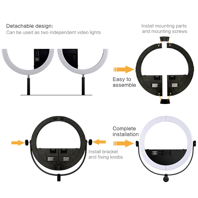 YONGNUO 2 in 1 Youtube LED Video Lamp YN508 Photography Dimmable Ring light with U-type Bracket for iPhone X Samsung Mobile