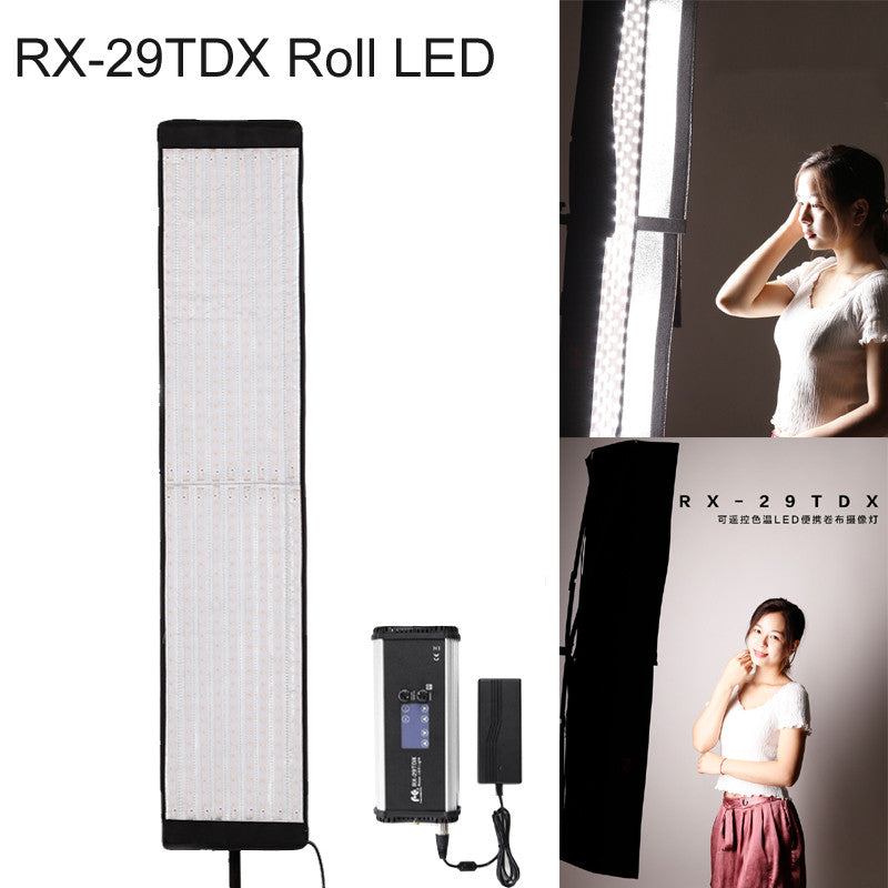 Falcon Eyes RX-29TDX Rollable Cloth LED Fill-in Light Lamp Lighting Panel  100W Bi-Color 3000K-5600K CRI95 for Studio Photography