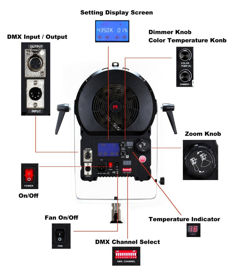 Falcon Eyes CLL-3000TDX Studio Light Photography Lamp 3000K-8000K Color Temperature Adjustable Brightness with LCD&Touch Panel