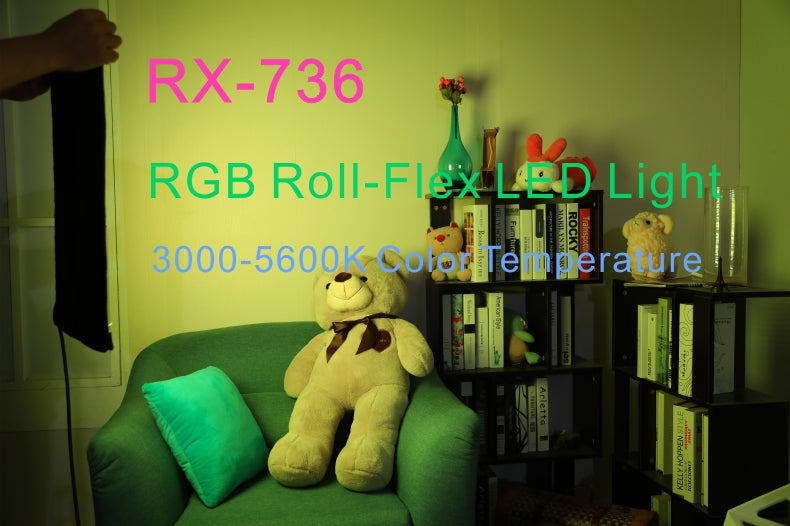 Falcon Eyes 200W RX-736 RGB 2000K~9999K Color Temperature Portable LED Video Light Lamp Rollable Cloth Studio Lighting Panel