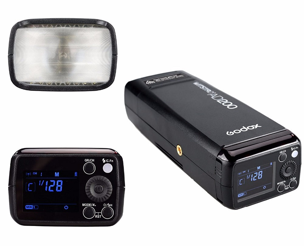 Godox AD200Pro TTL Pocket Flash Kit with Round Head and Modifiers
