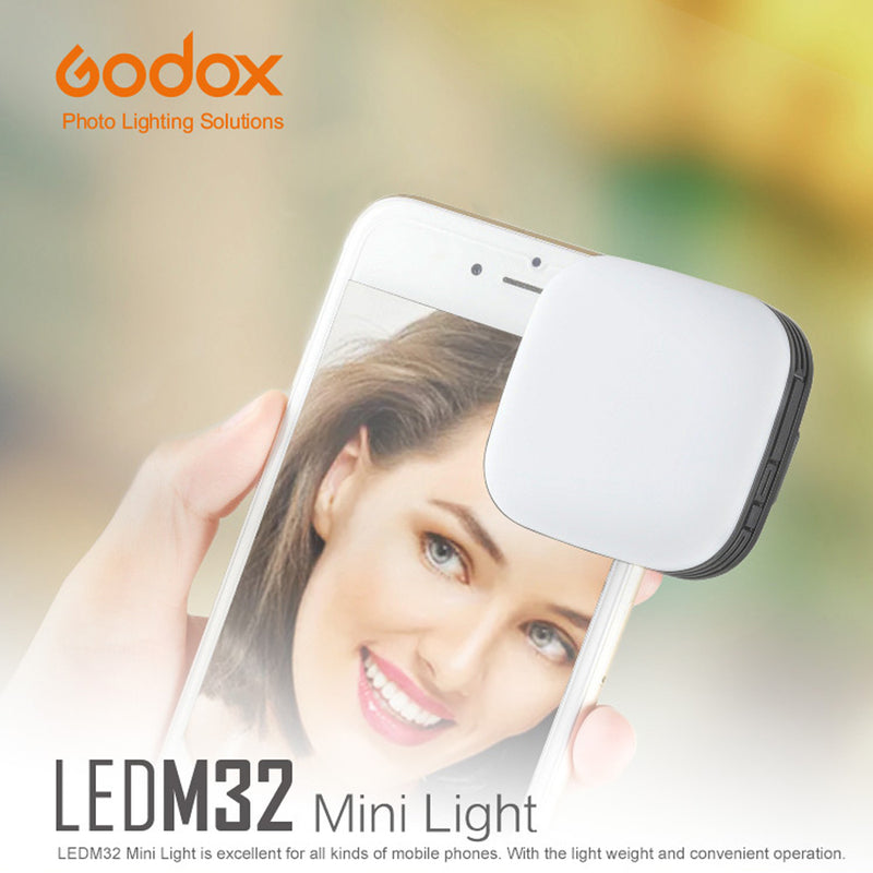 Godox LEDM32 LED Light built-in lithium battery Adjustable bright Portable Luxury Mini Selfie LED Light For Smartphone