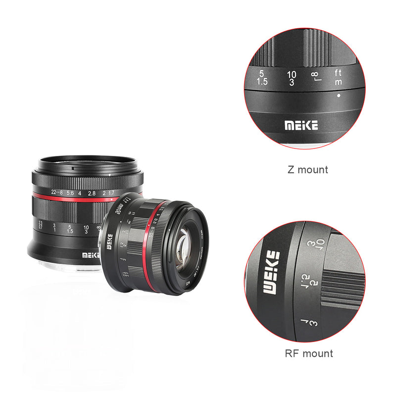 Meike 50mm F/1.7 Full frame manual lens Fit for Sony/Canon-RF/Nikon-Z/Fujifilm/Canon-EF/Nikon-N1