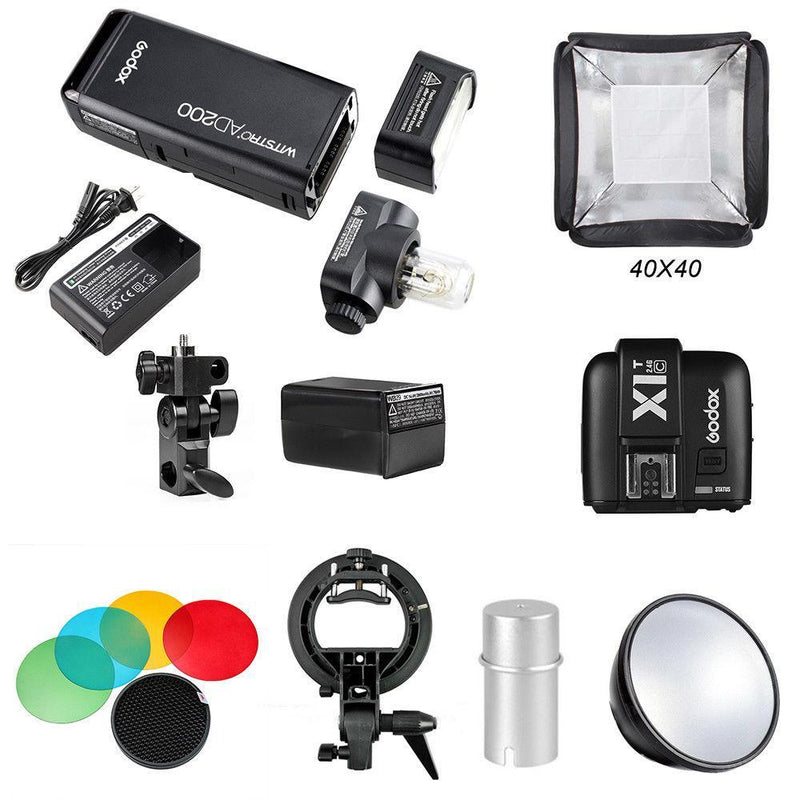 Godox 2.4 TTL HSS AD200 Camera Flash Light+X1T-C Transmitter+AD-S2+Softbox Kit - FOMITO.SHOP