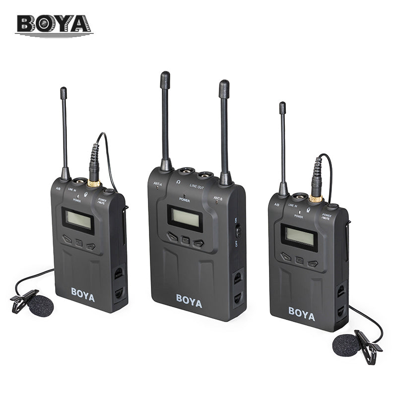 BOYA BY-WM8 Dual Channel UHF Wireless Microphone System with 48 Channels 6 Hours Continuous Running Time for Interviews