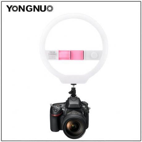 YONGNUO YN128 Dimmable Photography LED Ring Selfie Light 3200K-5500K Portable Video Lighting for iPhone X Nikon Canon DSLR