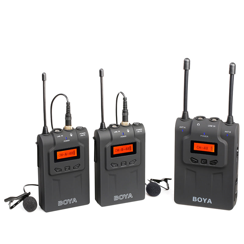 BOYA BY-WM8 Dual Channel UHF Wireless Microphone System with 48 Channels 6 Hours Continuous Running Time for Interviews