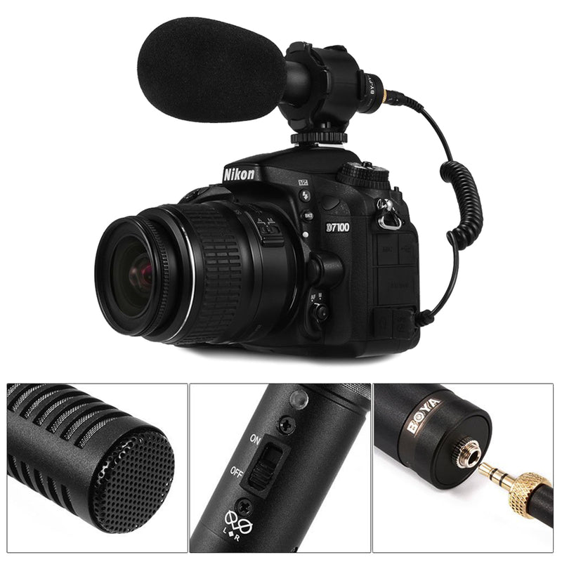 BOYA BY-PVM50 Professional Capacitive Stereo Microphone for Canon Nikon Digital Camera DV Camcorder DC with Windshield