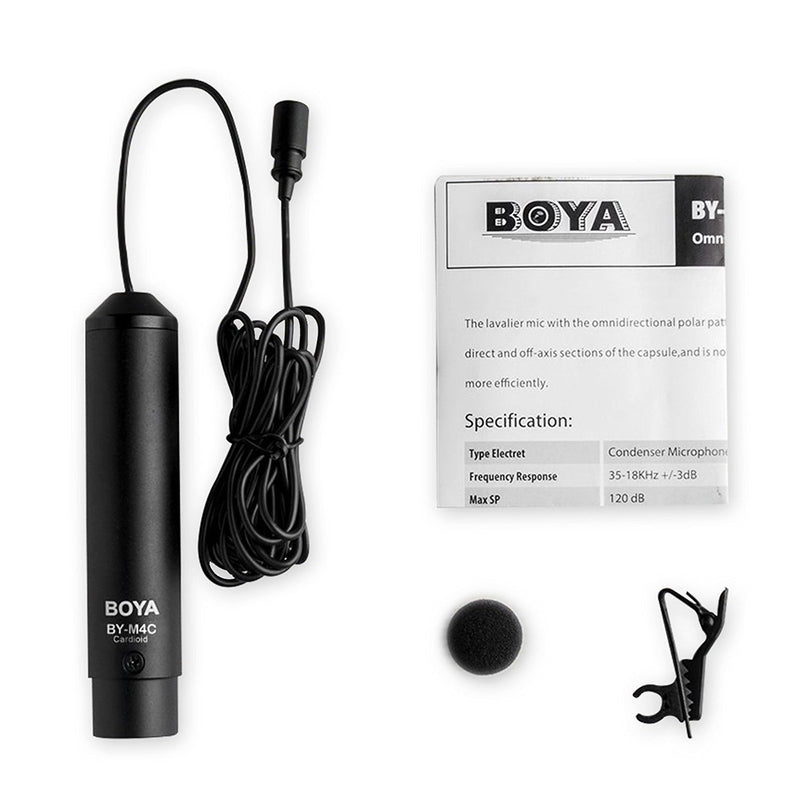 BOYA BY-M4C Lavalier Microphone High-quality condenser mic is ideal for video use Professional Clip-On Mic for Camcorders,Audio recorders etc.