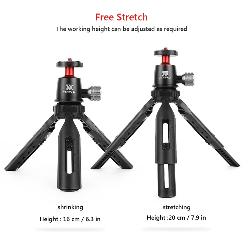 Fomito Mini Tripod Cell Phone Tripod Mini Selfie Stick Handle Grip with Ball Head and Phone Clip