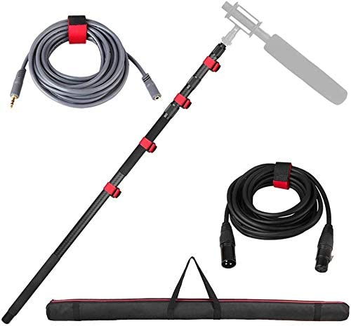 Fomito Carbon Fiber Microphone Boom Pole 3/8 to 1/4 Inch Screw Head and XLR 3.5mm TRS Audio Cable
