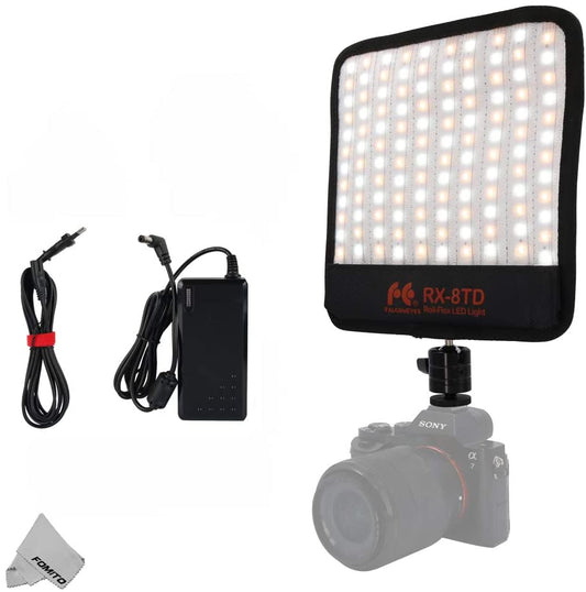 Falconeyes RX-8TD Foldable Roll-Flex LED Light Kit 3200K-5600K CRI 95 On-Camera Lamp Splash-Proof