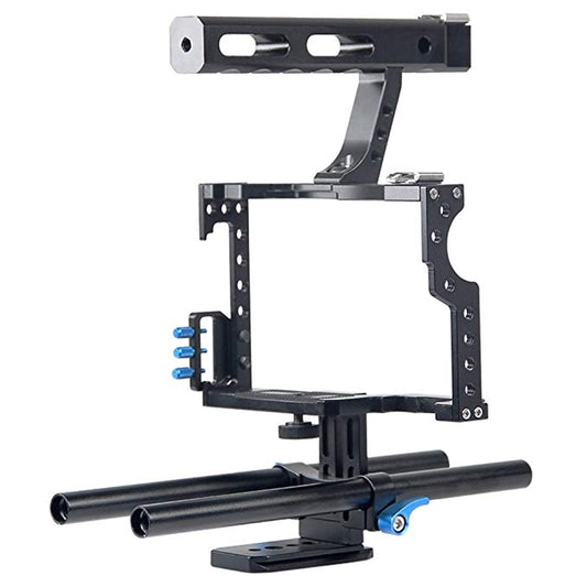 Fomito Aluminum Handle Grip DSLR Video Stabilizer Film Movie Making Camera Cage with Rod System Rig