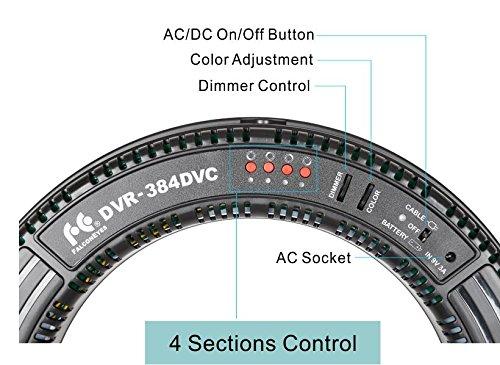 FalconEyes DVR-384DVC 23W 384 Ring LED Panel 3000-5600K Lighting Video Film Continuous Light - FOMITO.SHOP