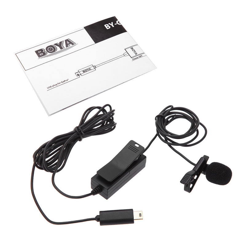 BOYA BY-GM10 Lavalier Microphone Pro Omni-directional Audio with 8m Signal Wire for GoPro HD Hero4 3+ 3