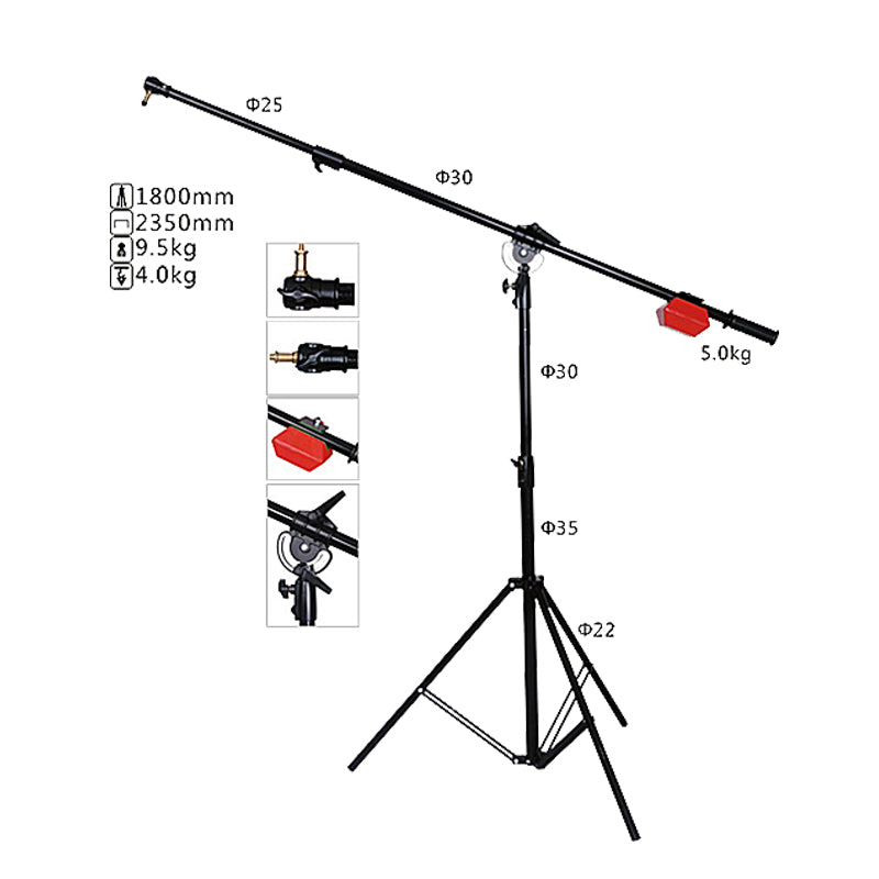 NiceFoto LS-10 Heavy Duty Studio Boom Arm Top Light Stand & 5KG Counter Weight Balancer