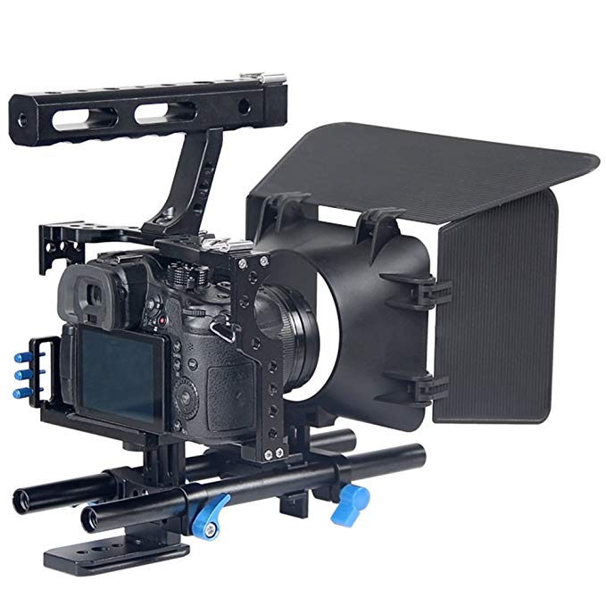 Fomito Aluminum Handle Grip DSLR Video Stabilizer Film Movie Making Camera Cage with Rod System Rig