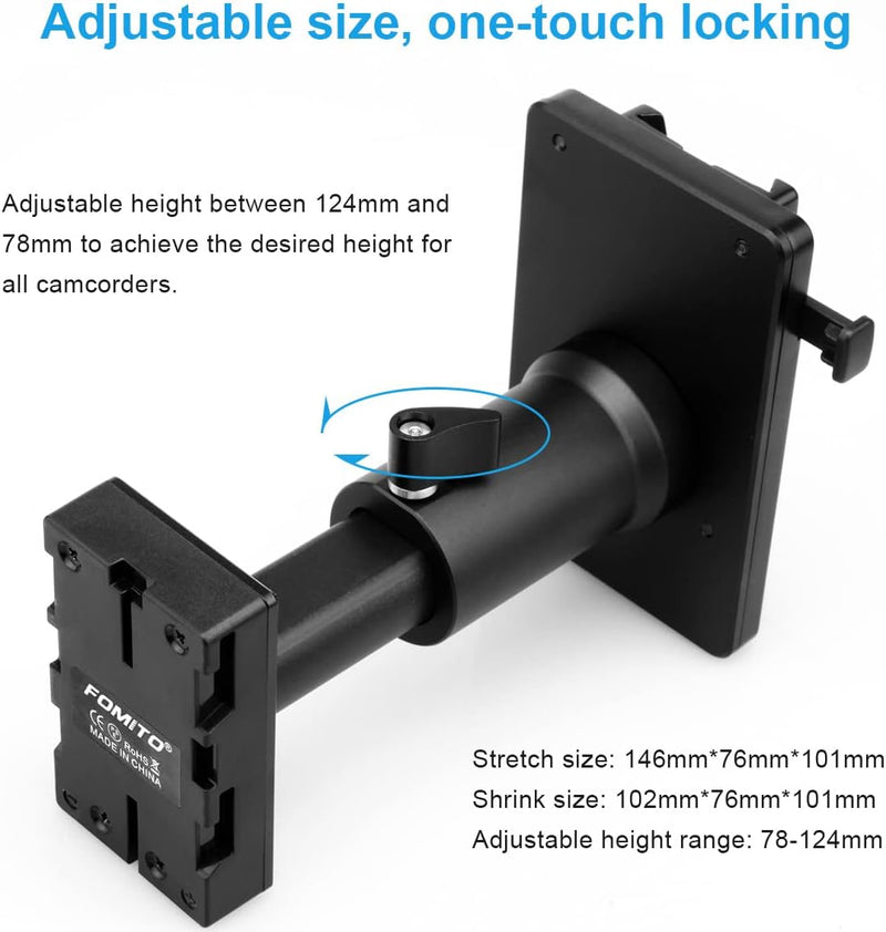 FOMITO BP-U90 U96 BP-U60 U30 Battery to V-Mount Plate Power Converter Adjustable Height