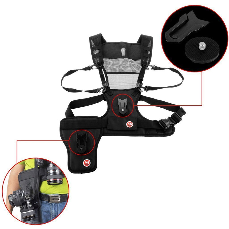 Fomito Multi Camera Carrying Chest Harness System Vest with Side Holster - FOMITO.SHOP