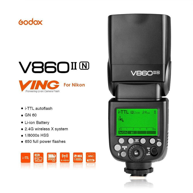 Godox V860IIN 2.4G GN60 I-TTL HSS 1/8000s Li-ion Battery Camera Flash for Nikon camera - FOMITO.SHOP