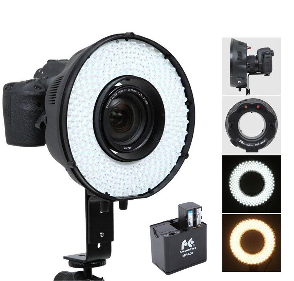 FalconEyes DVR-240DF Kit Dimmable 240 LED Ring Video Light 3200-6500K Adjustable - FOMITO.SHOP