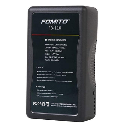 Fomito DBK BP110 110Wh (7800mAh/14.8V) V Mount Battery & Charger for LED Light Sony Video Camcorder