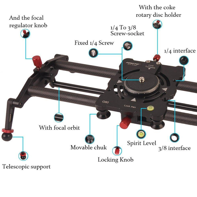 Fomito 47 Inch/ 120cm 8 Axises Carbon Fiber Follow Focus Track Dolly Slider - FOMITO.SHOP