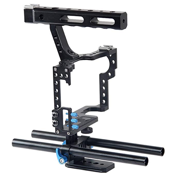 Fomito Aluminum Handle Grip DSLR Video Stabilizer Film Movie Making Camera Cage with Rod System Rig