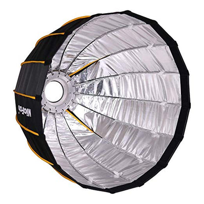 NiceFoto 60cm/70cm/90cm/120cm Quick Set-up Deep Parabolic Softbox with Grid for LED Light