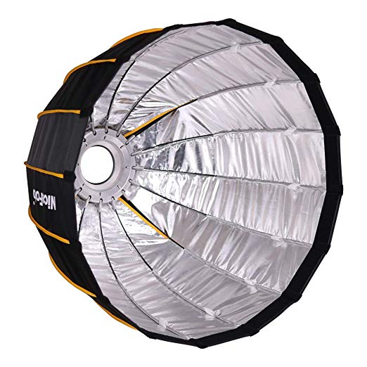 NiceFoto 60cm/70cm/90cm/120cm Quick Set-up Deep Parabolic Softbox with Grid for LED Light
