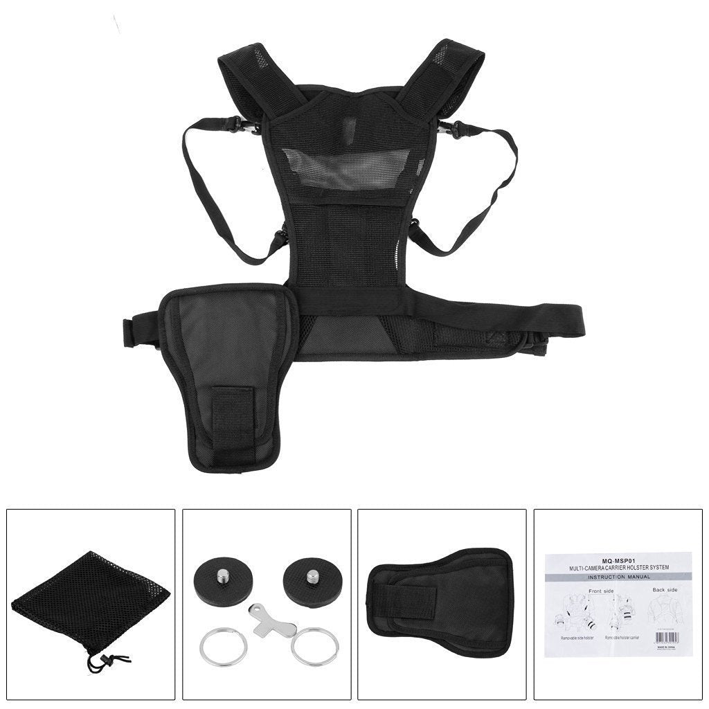Fomito Multi Camera Carrying Chest Harness System Vest with Side Holster - FOMITO.SHOP
