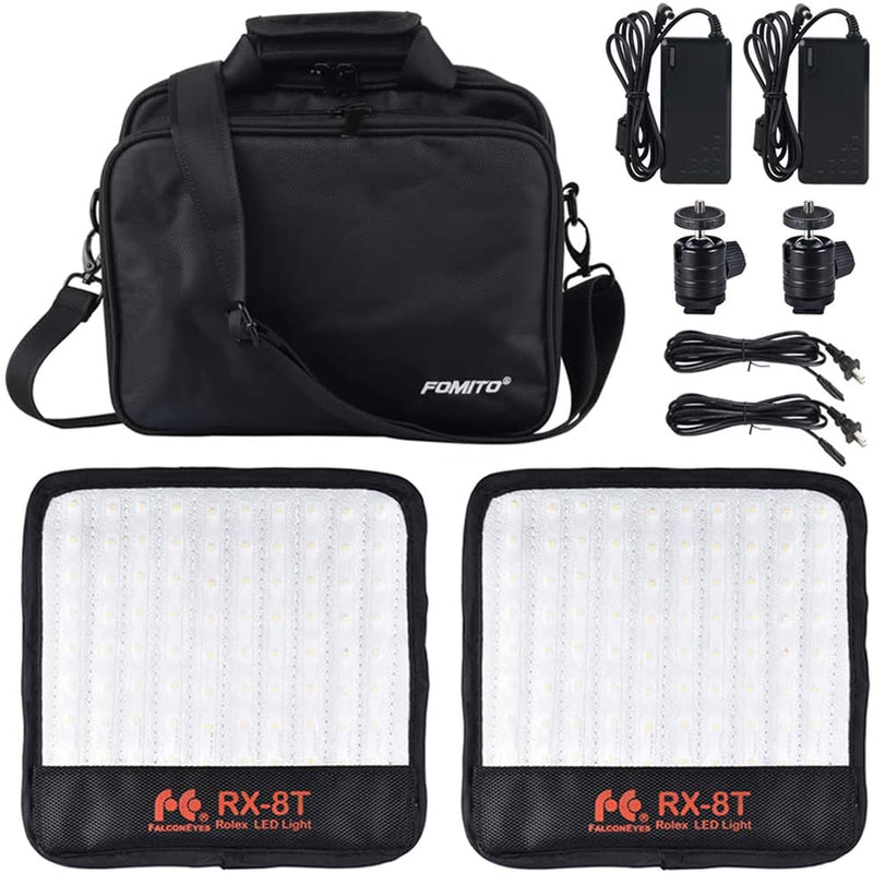 Falconeyes 2pcs RX-8T Foldable LED Light Kit Flexible Cloth On-Camera Lamp Daylight Splash-Proof