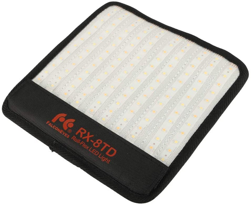 Falconeyes RX-8TD Foldable Roll-Flex LED Light Kit 3200K-5600K CRI 95 On-Camera Lamp Splash-Proof