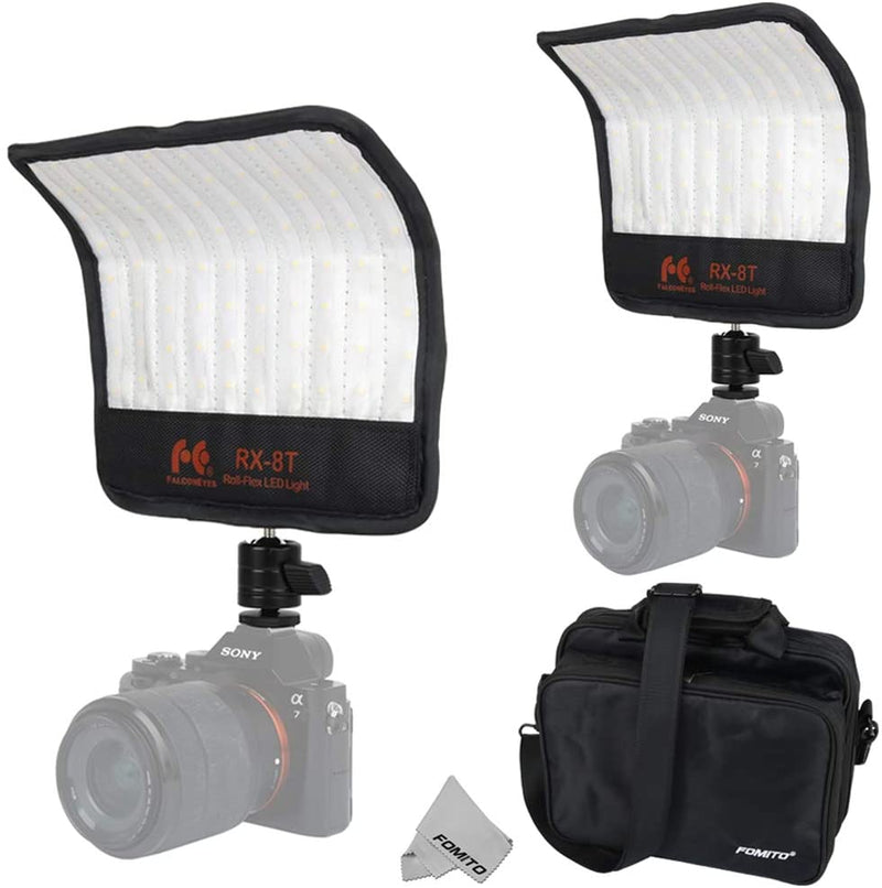 Falconeyes 2pcs RX-8T Foldable LED Light Kit Flexible Cloth On-Camera Lamp Daylight Splash-Proof