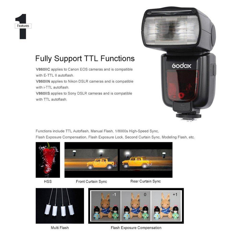 Godox V860IIC  2.4G Wireless E-TTL II Li-on Battery Camera Flash for Canon Camera - FOMITO.SHOP