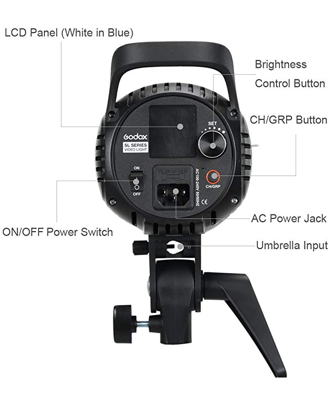 Godox SL-60W LED Video Light SL60W White Version 60WS Bowens Mount + Remote Controller + Reflector