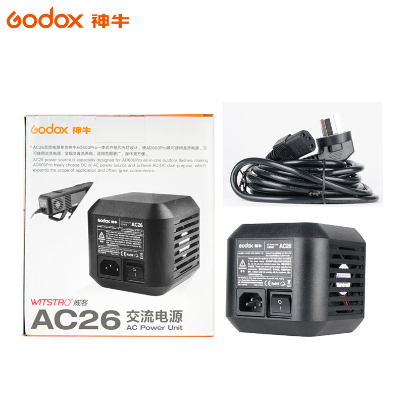 Godox AC-26 AC Power Unit Source Adapter with Cable for AD600B AD600BM AD600M AD600 AD600Pro