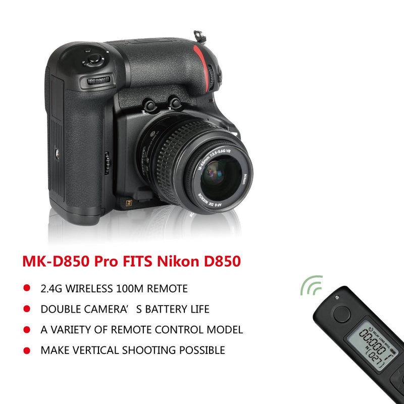 Meike MK-D850 Pro Vertical Shooting Power Pack Battery Grip with 2.4G Hz Wireless Remote Control for Nikon D850 Camera - FOMITO.SHOP