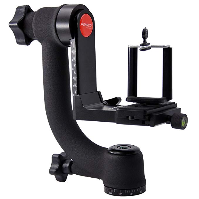 Fomito 360 Panoramic Gimbal Tripod Ball Head with Arca Swiss Quick Release Plate for Camera GoPro