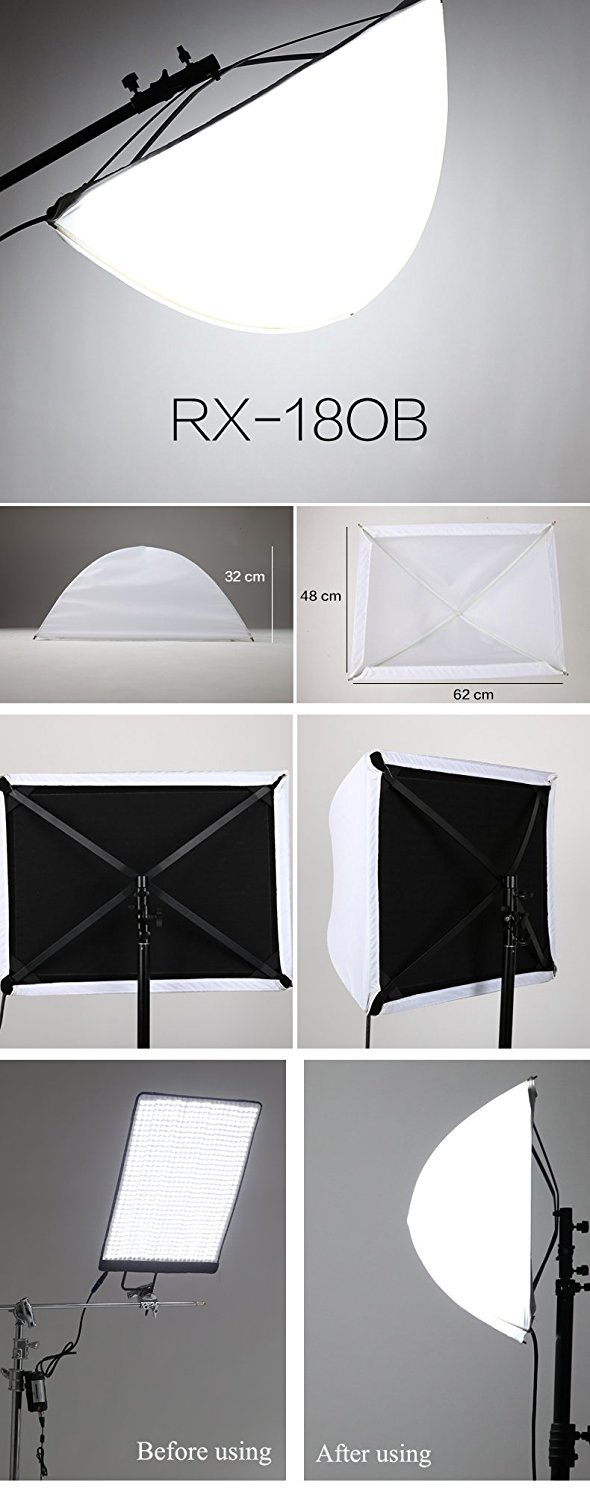 FalconEyes RX-18T Foldable Roll-Flex LED Light Kit 5600k + RX-18OB Extended Softbox Diffuser + RX-18SB Standard Diffusor - FOMITO.SHOP