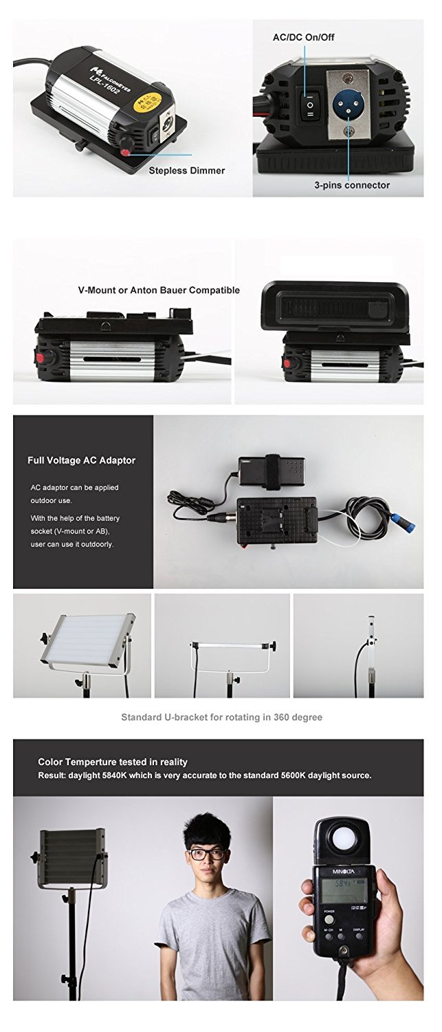 FalconEyes LPL-1602T-K3 Professional LED Light Studio Kit / V-mount for outdoor use - FOMITO.SHOP