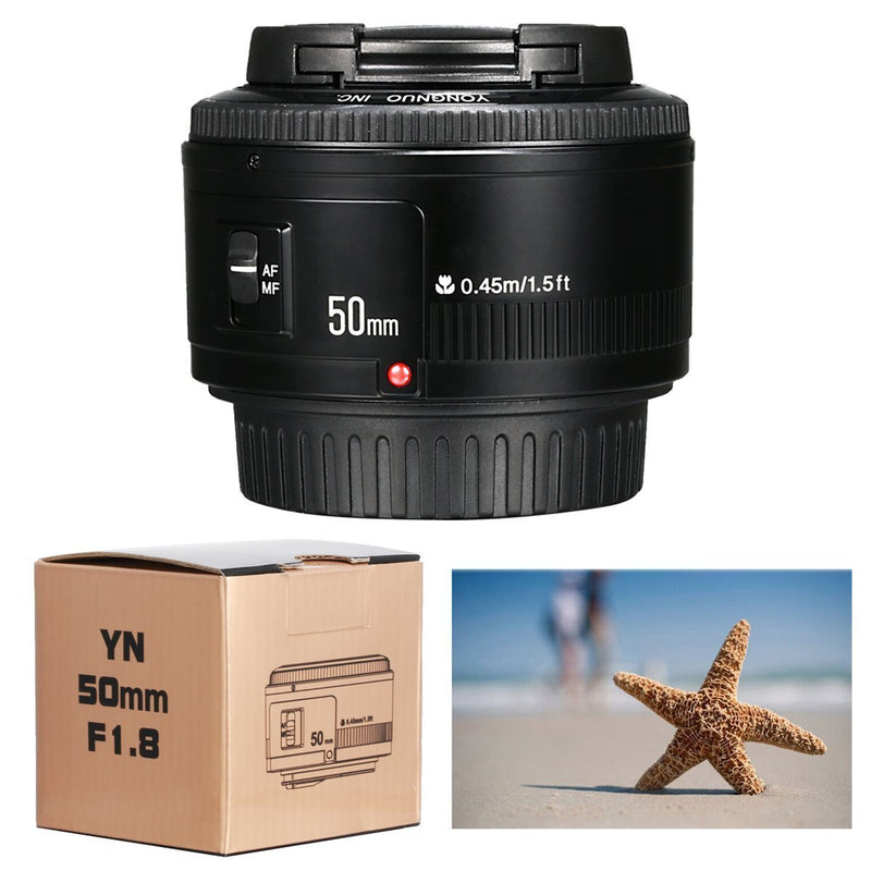 Yongnuo YN 50mm F/1.8 AF/MF Large Aperture Auto Focus Lens for Canon EF Mount EOS Camera - FOMITO.SHOP