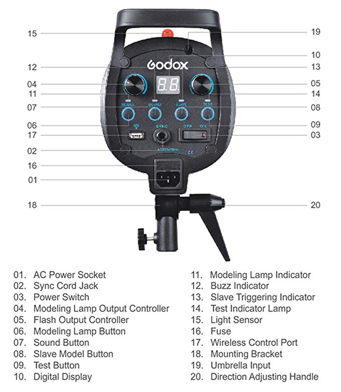 Godox QS600 600WS Monolight Strobe Flash Studio Lighting Light Video Photo Softbox Photography Kit