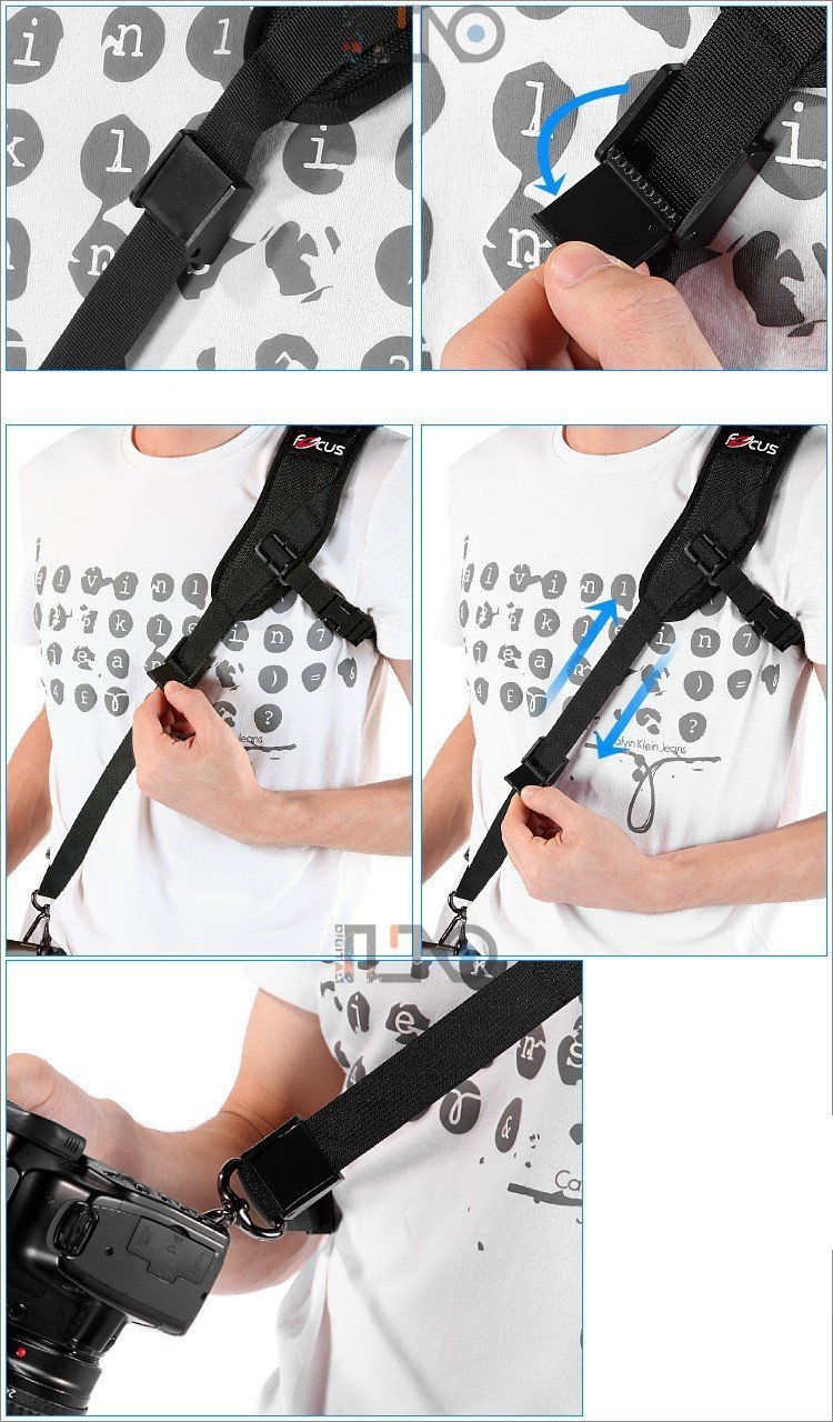 Fomito Quick Rapid Shoulder Sling Belt Neck Strap & 2pcs Screw Mount for Camera DSLR SLR DV Black - FOMITO.SHOP