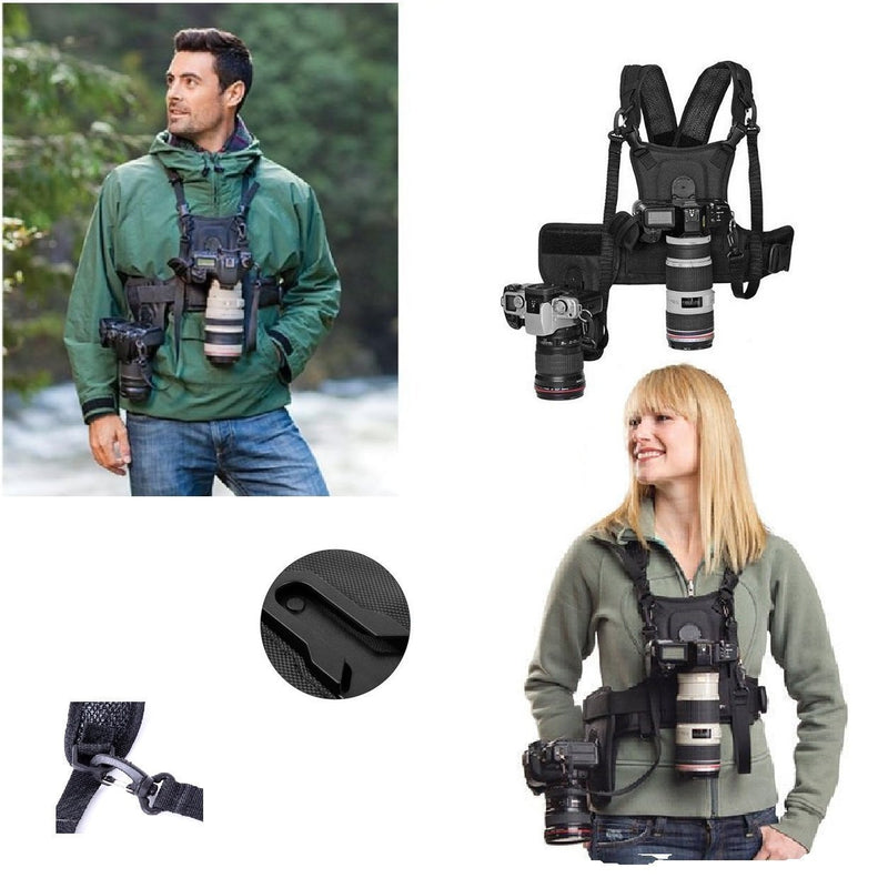 Fomito Multi Camera Carrying Chest Harness System Vest with Side Holster - FOMITO.SHOP