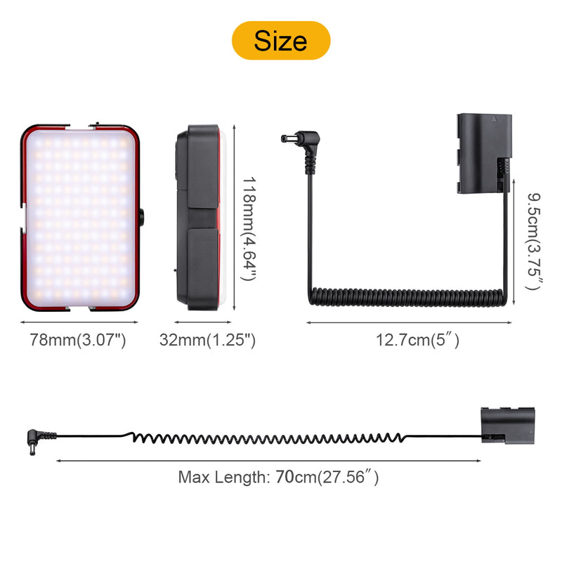 Fomito 4800mAh Built-in Battery Video Light + DR-E6 Dummy Battery DC Coupler LP-E6 For Canon Cameras